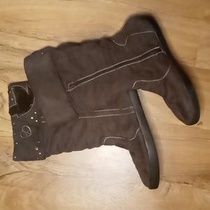 🦋 Selena Gomez Faux Suede Sherpa lined brown boots Sz 11